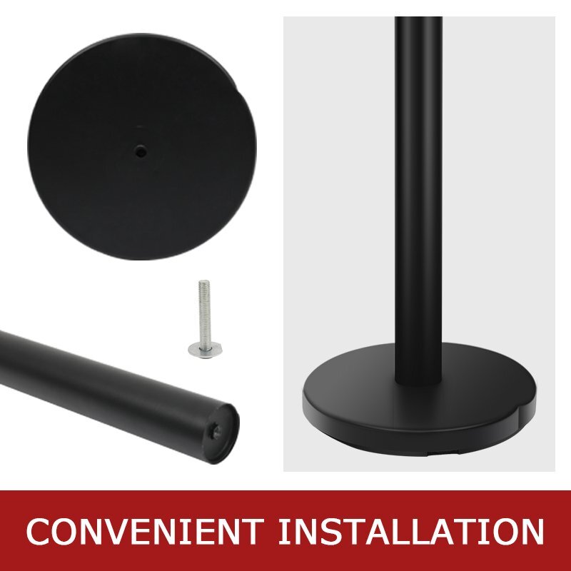 6Pcs Crowd Control Barrier Queue Poles Black Durable Outdoor Stanchion Posts