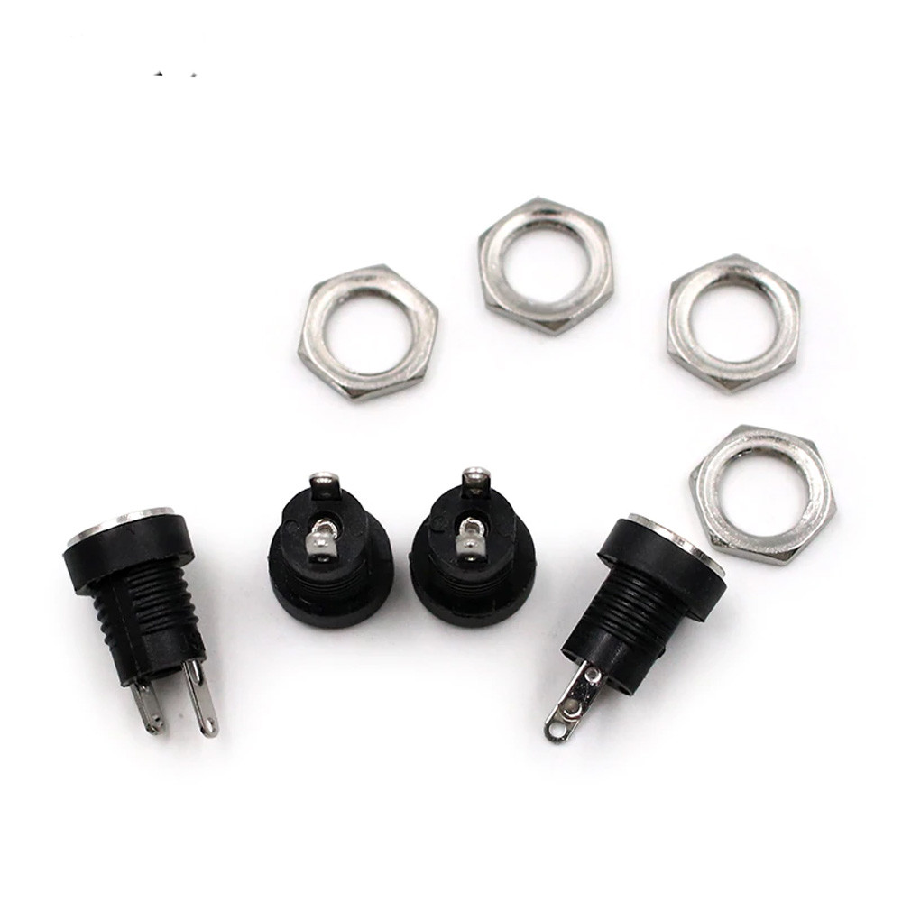 DC Power Supply Jack Socket Female Panel Mount Connector 5.5 x 2.1mm 2/5/10 Pcs