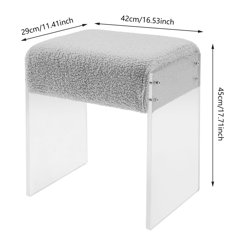 Makeup Stool Modern Minimalist Acrylic Chair Multi-functional Vanity w/ Cushion