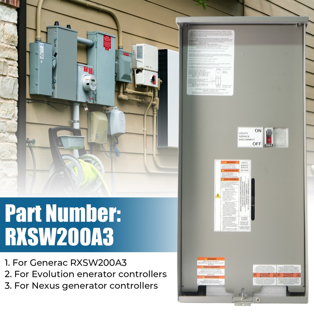 For Generac RXSW200A3 200A Automatic Transfer Switch w/ Power Mgmt