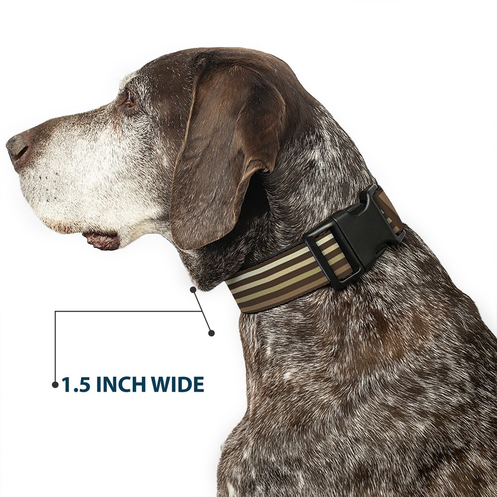 Plastic Clip Collar Stripe Blocks Browns Small 9.5-13"