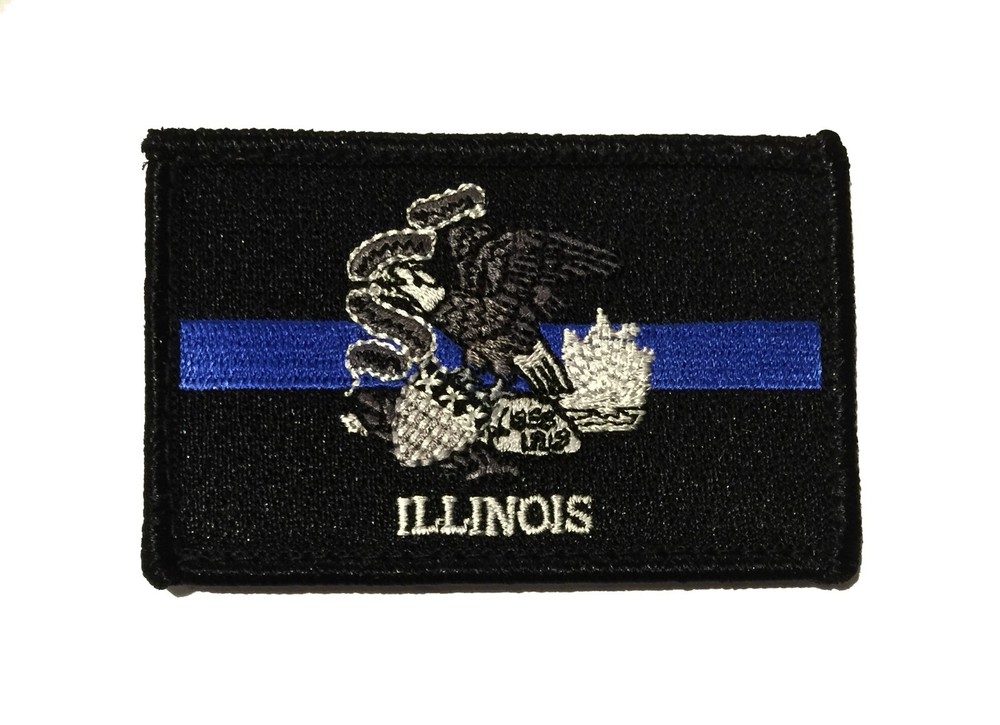 Thin Blue Line ILLINOIS State Flag Patch, Law Enforcement