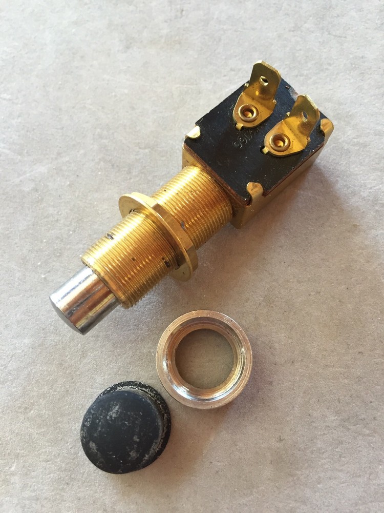 BOAT PUSH BUTTON SWITCH~ON-OFF~HORN~START~BRASS~12 Volt