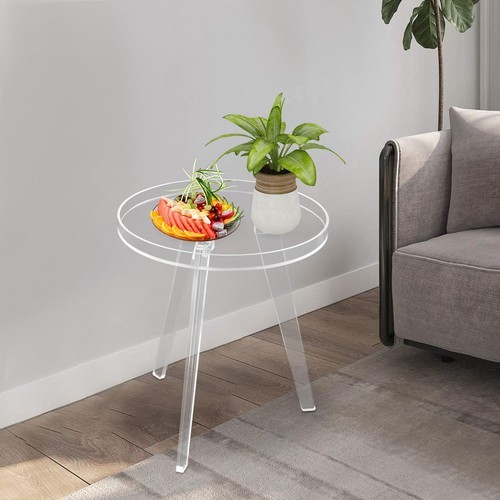 Acrylic Side Table, Clear Side Table, Round Acrylic Side Table