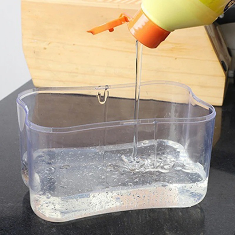 Kitchen Soap Dispenser with Sponge Press Pump Dishwashing Tool