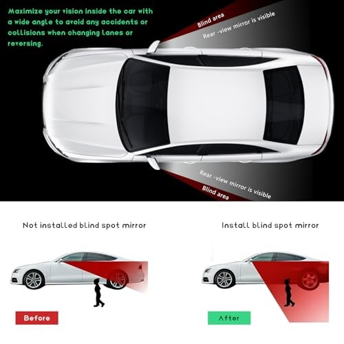 2PCS Blind Spot Car Mirror, Rectangular HD Glass Wide Angle Rearview 2 PCS