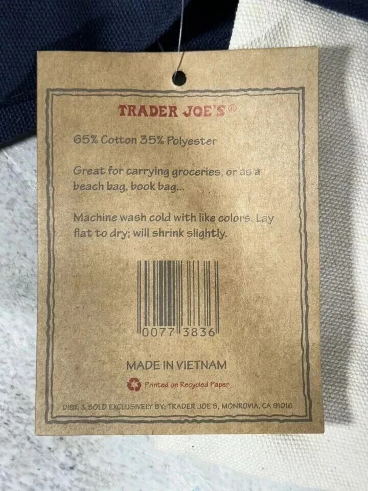 Trader Joe's Reusable Canvas Eco Tote Bags (Heavy Duty) - 3 Bag Lot New w/ Tags