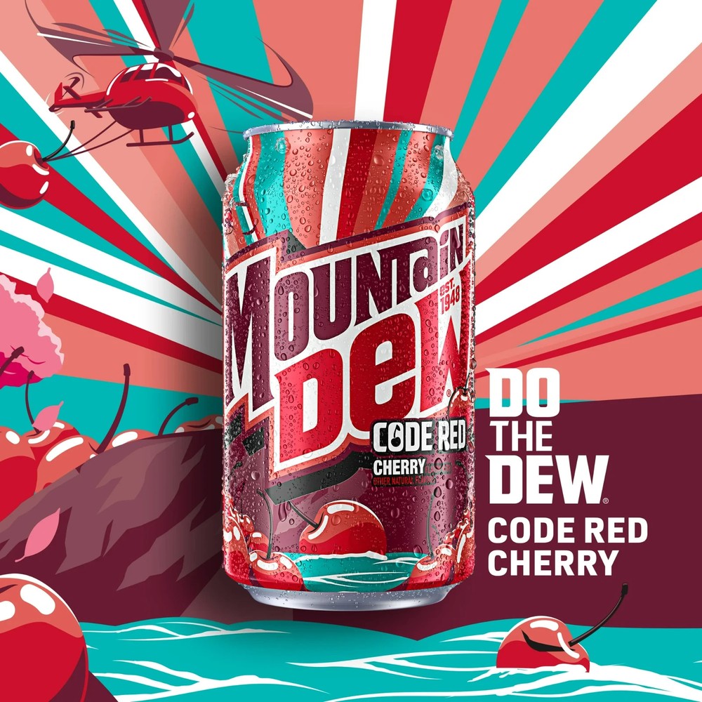 Mountain Dew Code Red Cherry Flavored Soda Pop 12 fl oz 12 Pack Cans