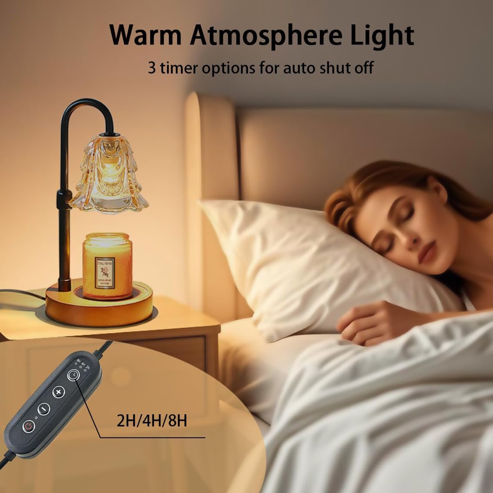 2Pack Candle Warmer Lamp,Adjustable Glass Lamp Candle Warmer with Timer Dimmable