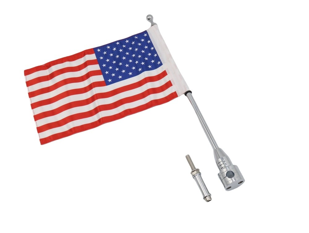 Chrome Motorcycle American USA Flag pole Luggage Rack Mount For Harley Touring