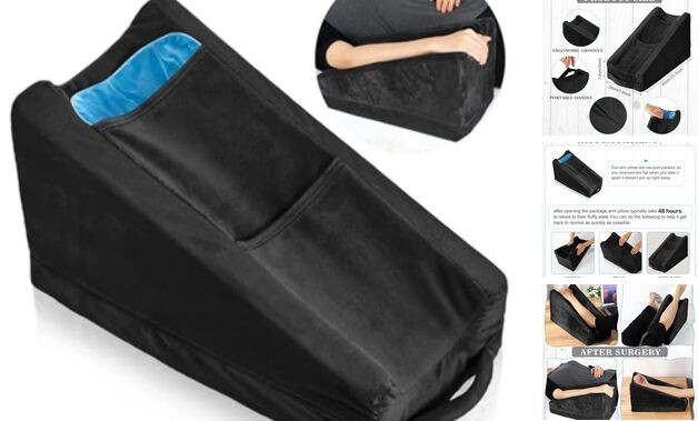 Arm Elevation Pillow with 2 Pockets, Soft Ergonomic Support Pillow for Black