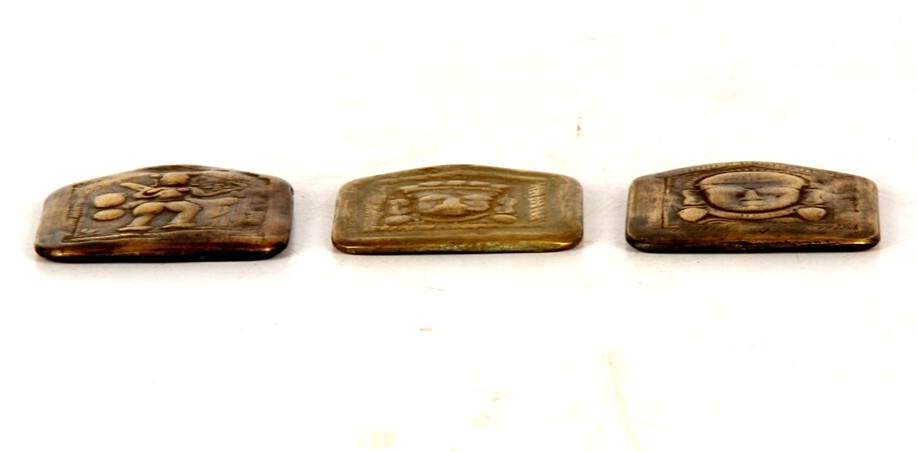 3Pc Vintage Engraved Different Design Solid Casted Brass Dye / Seal / Stamp