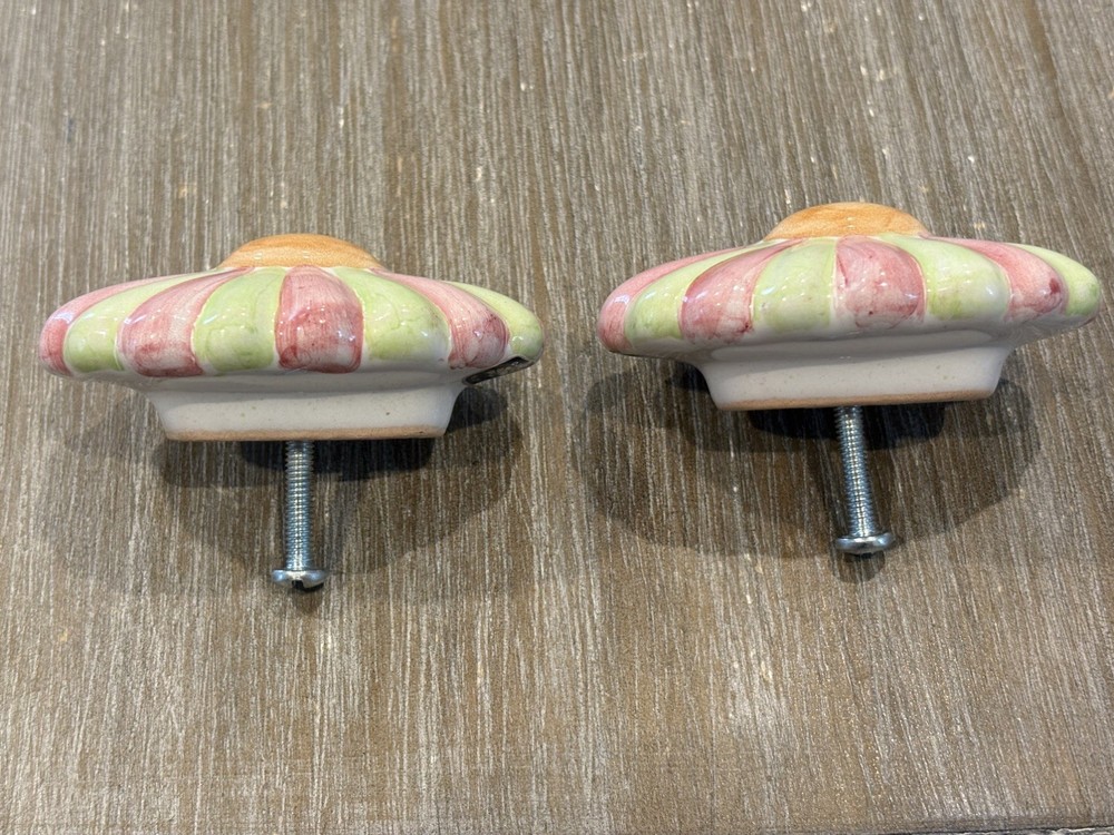 Mackenzie Childs ceramic set of 2 OVAL knobs