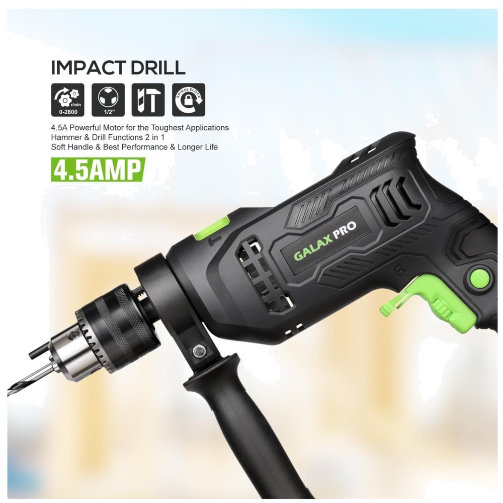 Dual-Function Hammer & Drill with 5pcs Bit