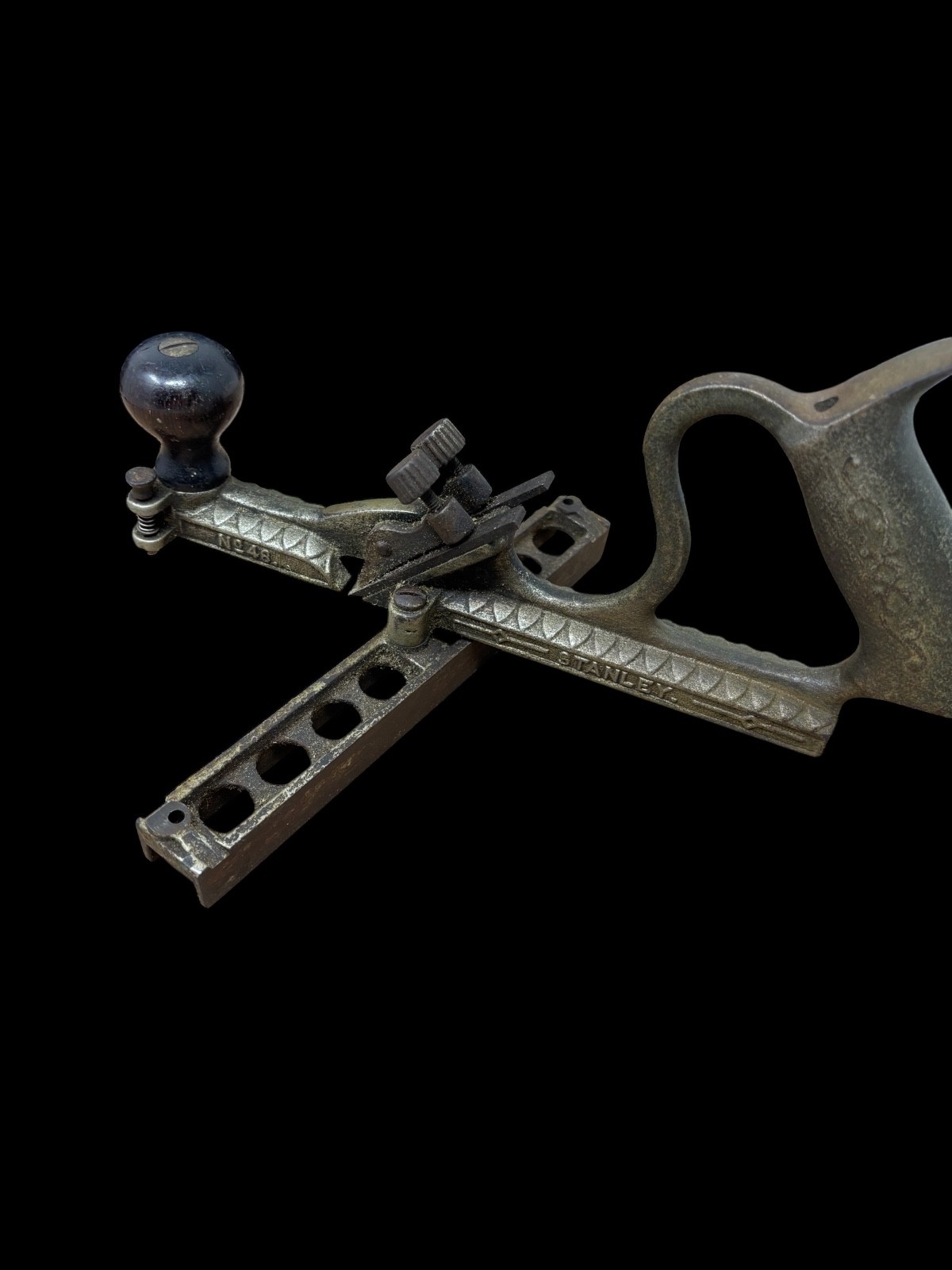 Vintage Stanley No. 48 Tongue and Groove Plane Cast Iron body, Rosewood knob