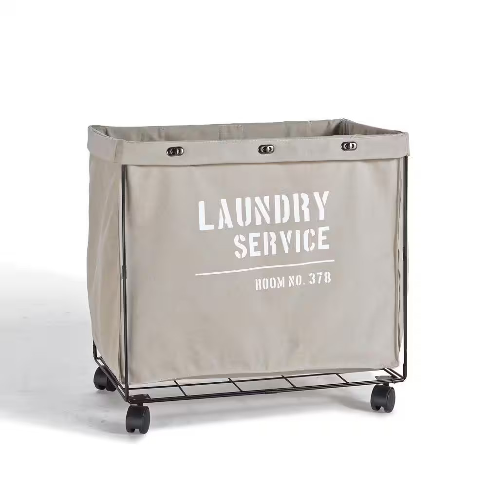 Army Canvas Laundry Hamper on Wheels