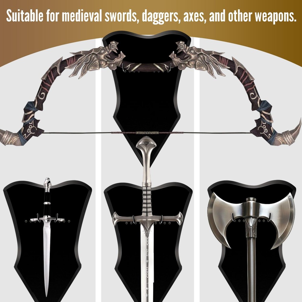 Adjustable Sword Wall Mount & Medieval Sword Holder Versatile Axe Hanger, Dag...
