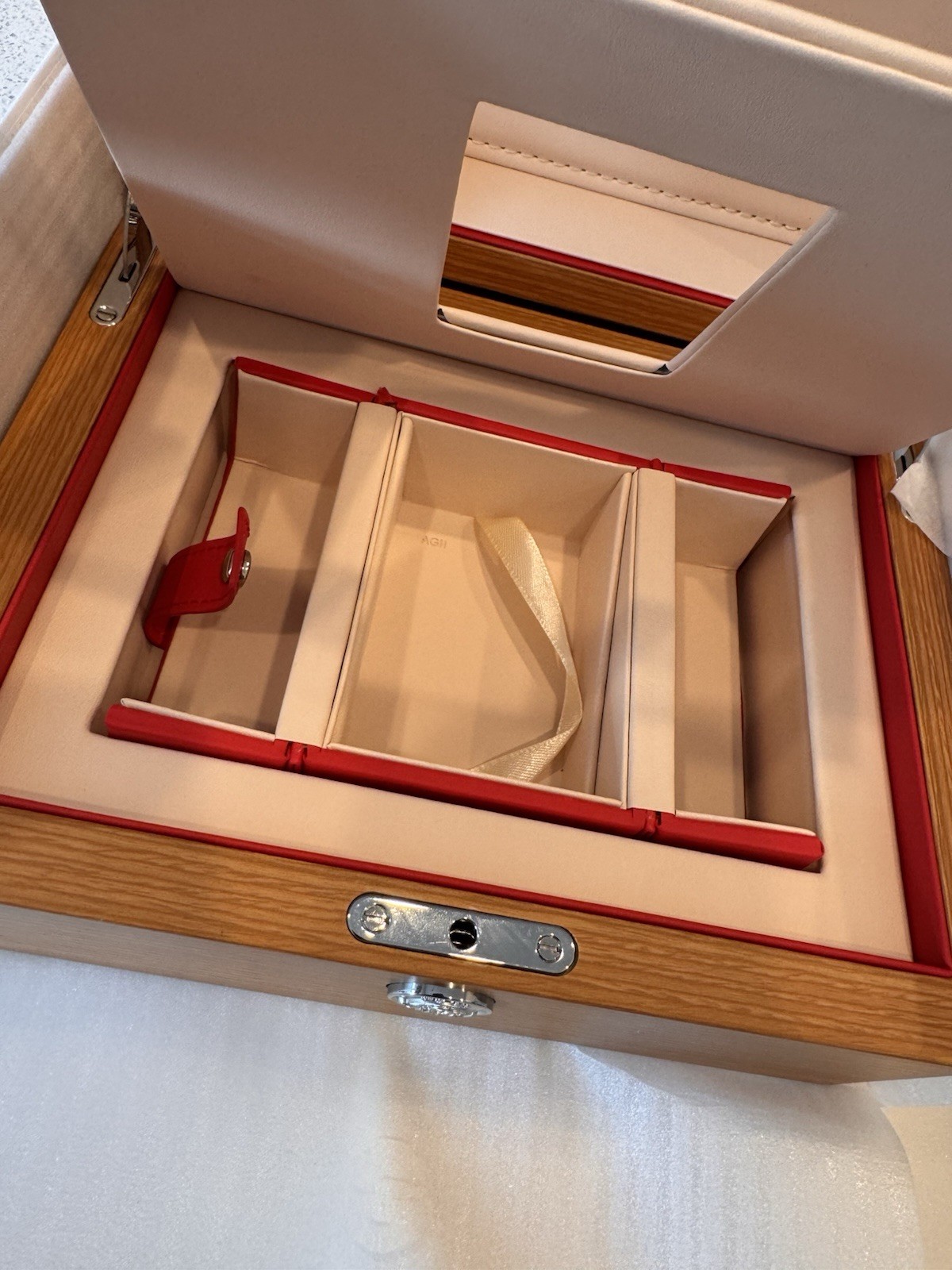 Omega Wooden Lux Watch Box Replacement Manual And Red Travel Case Fast Ship