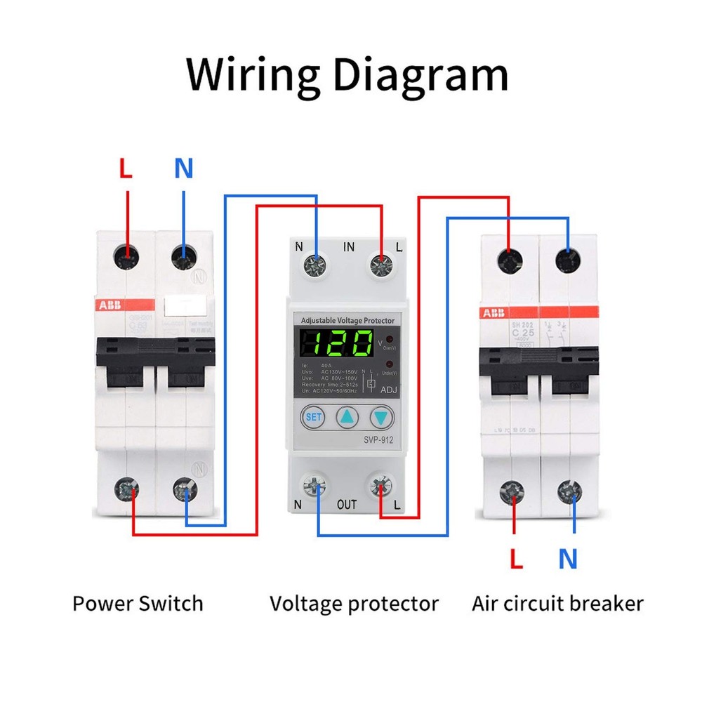 Undervoltage Protector 120VAC Self Recovery Adjustable Voltage Protective Dev...