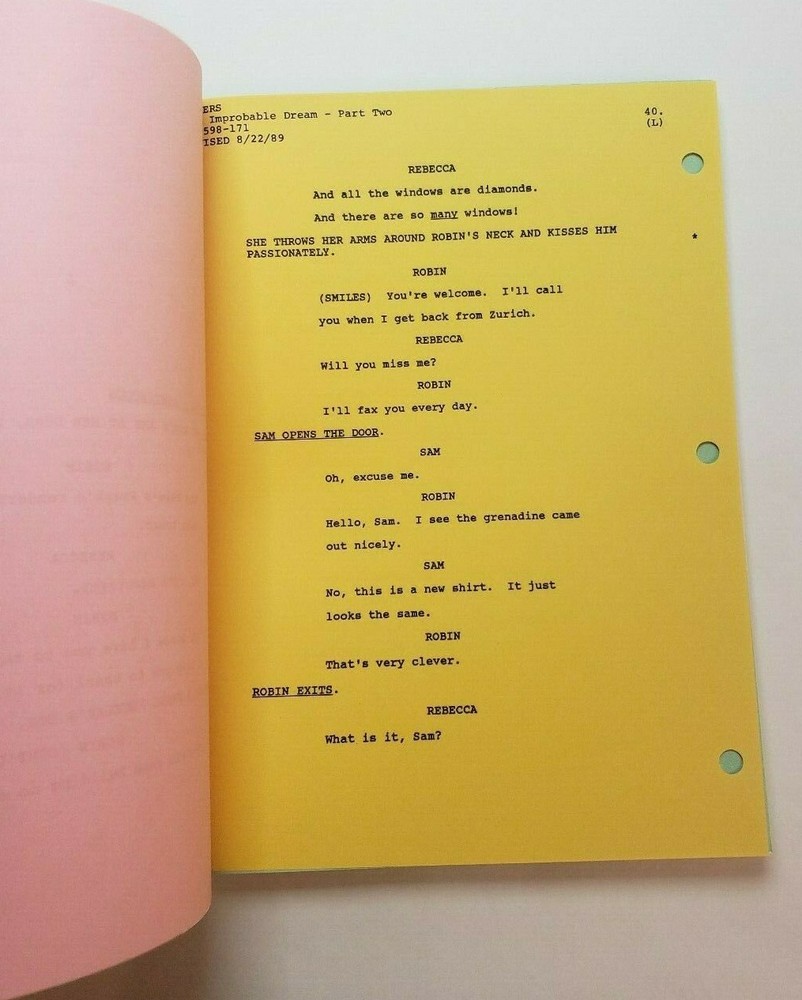 CHEERS / Cheri Eichen 1989 TV Script, Ted Danson "The Improbable Dream: Part 2"