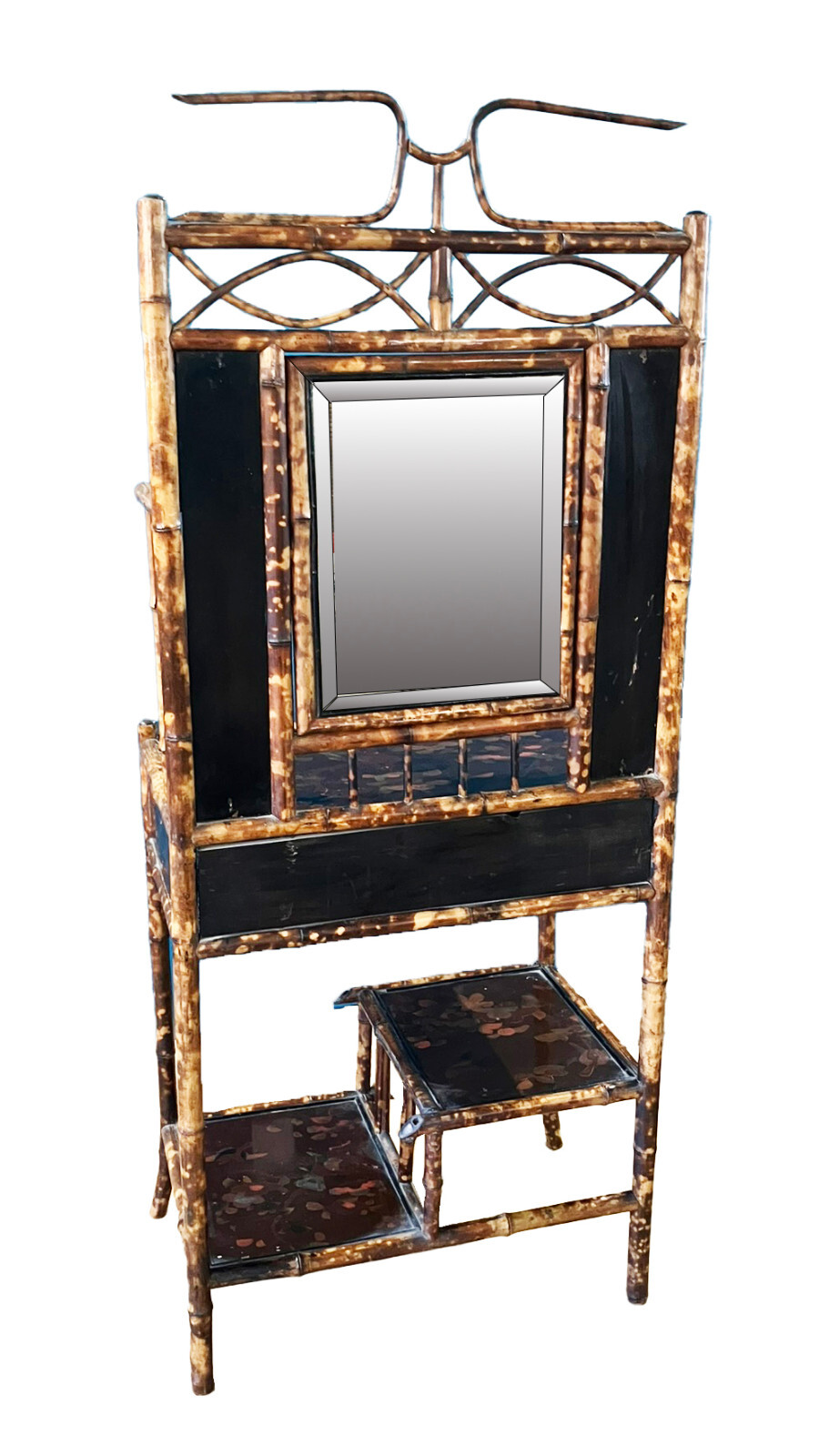 Victorian Tortoiseshell Bamboo & Japanned Lacquer Bonheur du Jour Late 19th C