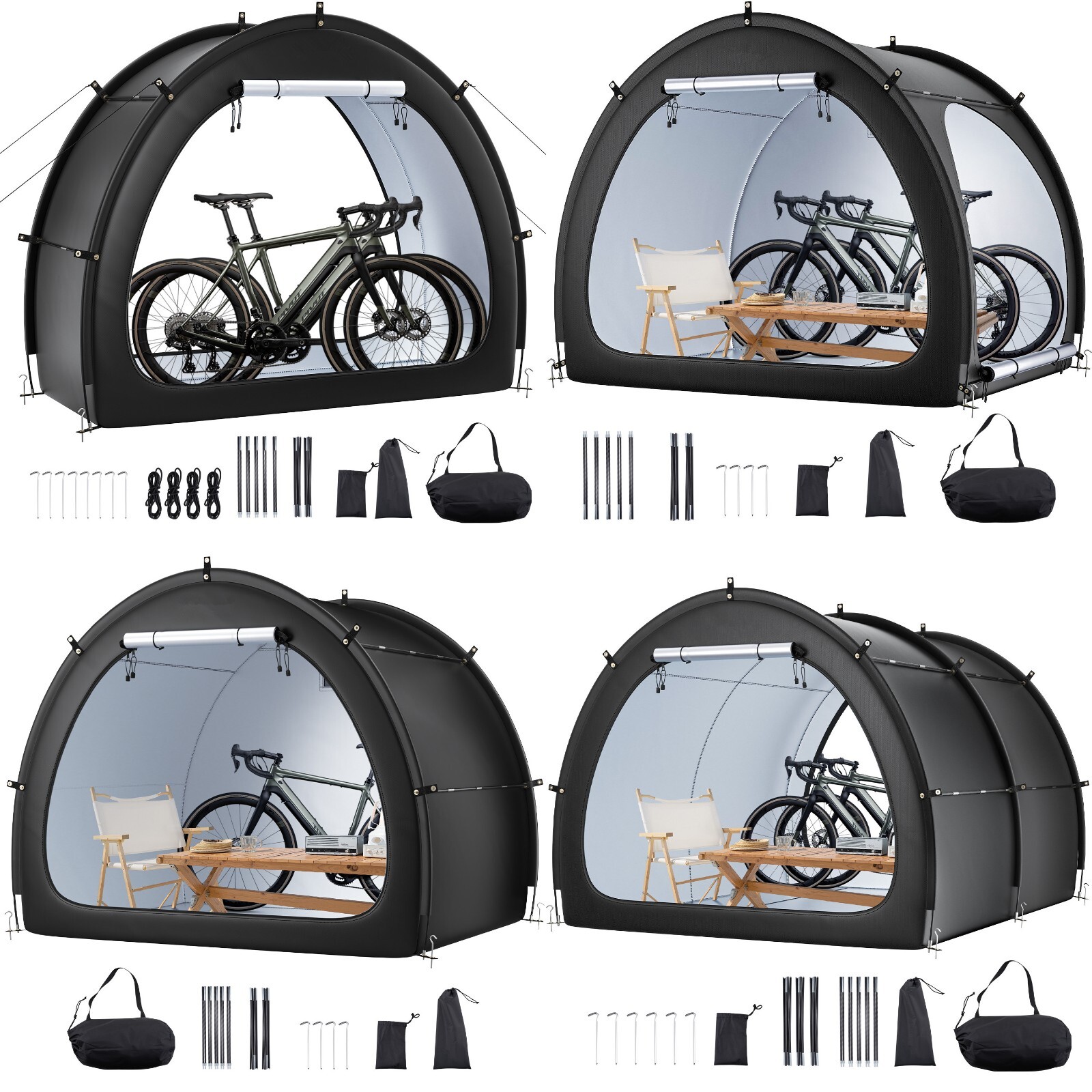 Outdoor Bike Storage Tent Fan-Shaped Waterproof Bike Shed for 1-2/4-5/5+ Bikes