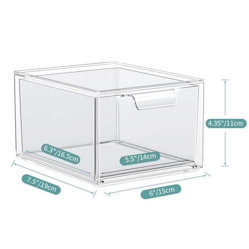 Stackable Makeup Organizer and Storage, Acrylic Organizers，Plastic 2 Pack Clear