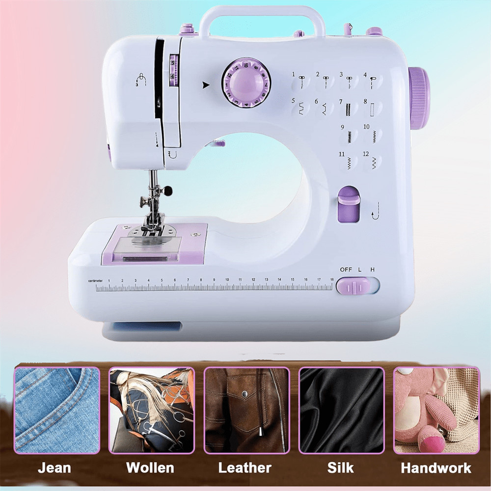 Mini Sewing Machine, Built-In 12-Needle Multi-Function Pedal Automatic-FGQA
