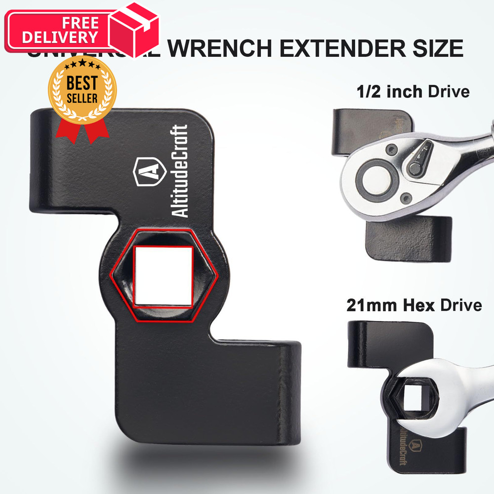 AltitudeCraft Wrench Extender & Tool Bar Set, 1/2" Silver