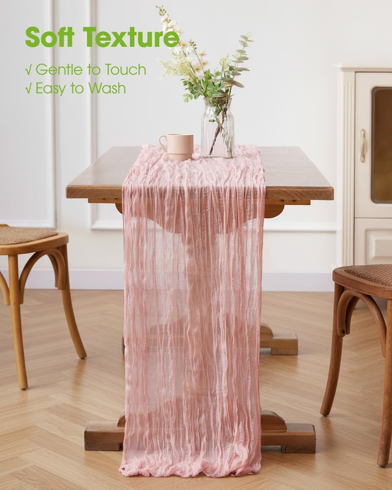 3Pack Cheese Cloths Table Runner, 120'' Boho Table Cloth Decorations for Part...