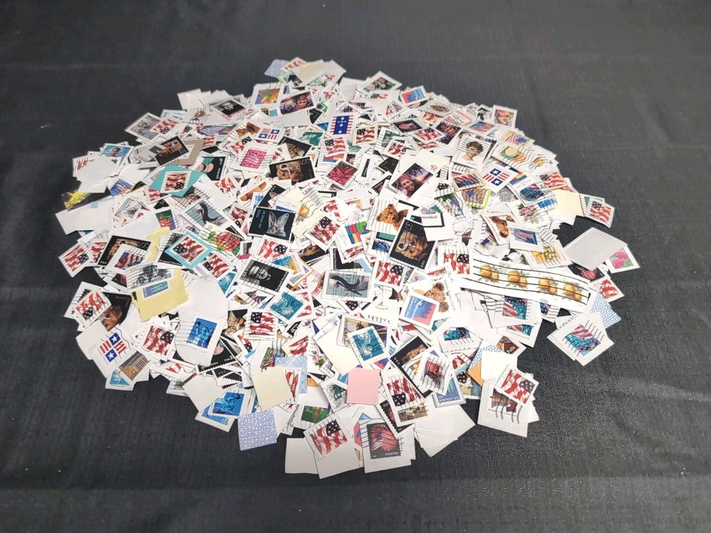 1ozUS Used Stamp Lot Kiloware Self Adhesive On Paper