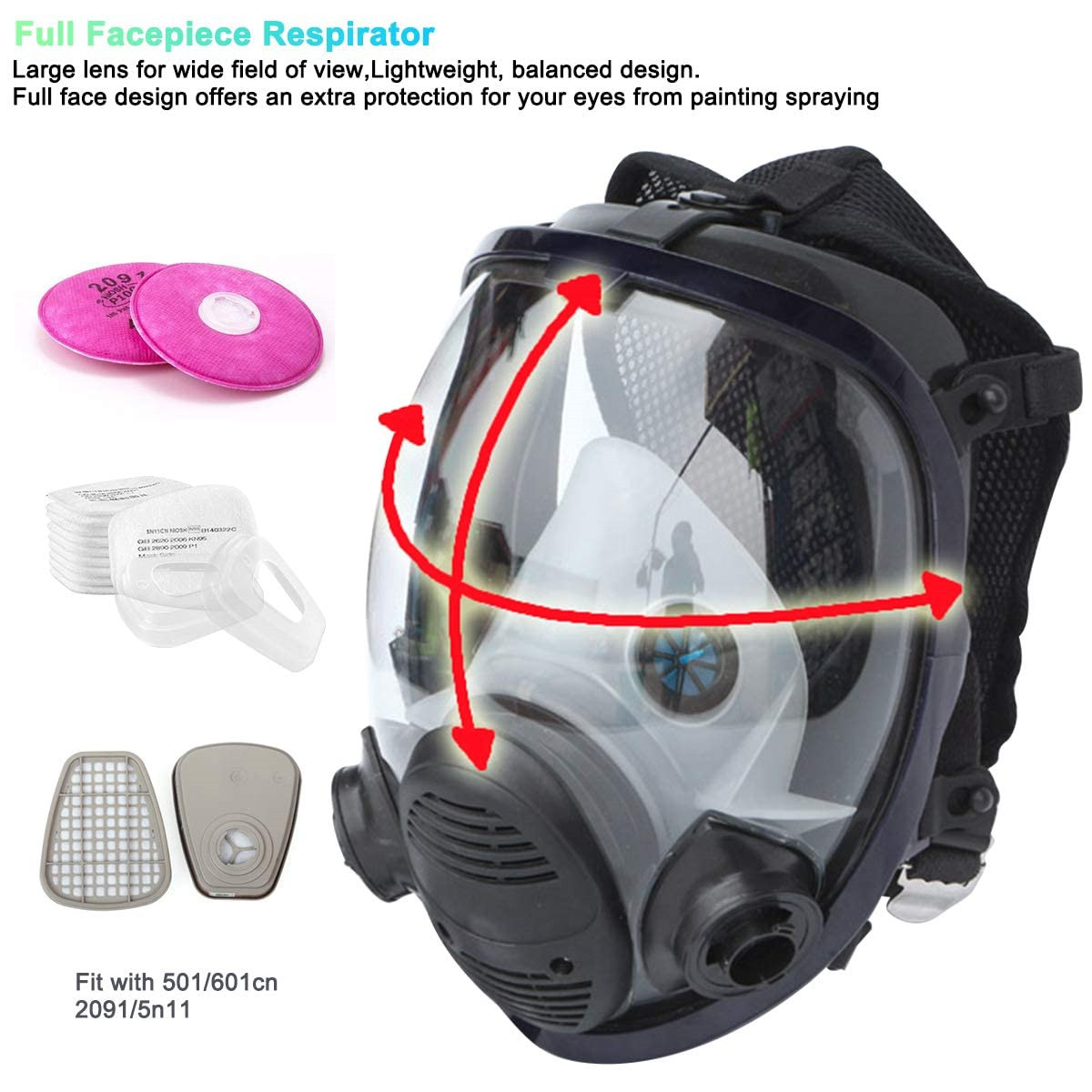 17 in 1 Full Face Gas Mask Facepiece Respirator For Painting Spraying 6800 Serie