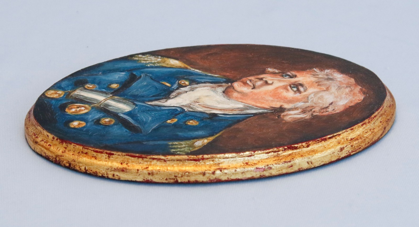 Vintage Hand Painted Wooden Plaque British Navy Captain Johnson Foley Napoleon