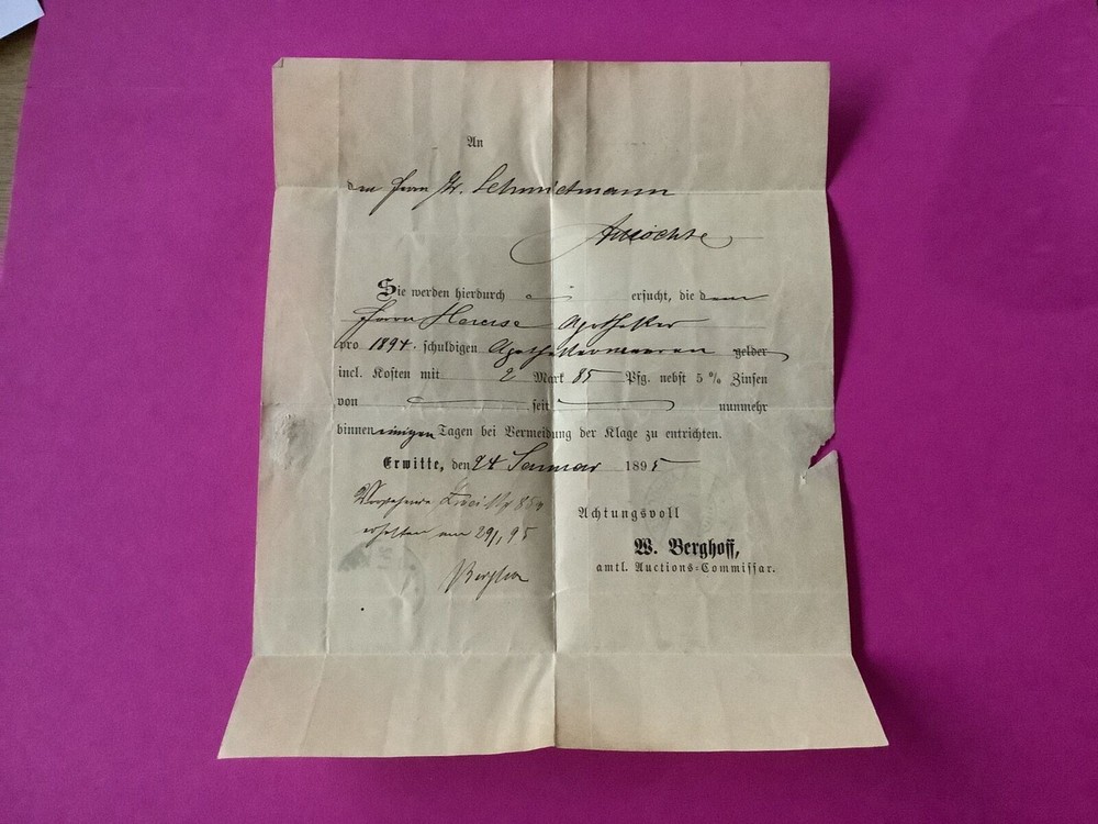 Germany Anrochte 1895 Postal Document R40457