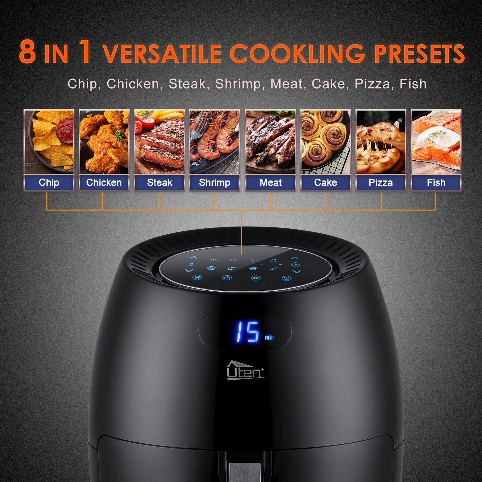 UTEN Large Air Fryer XXL 1700W 5.8QT/6.9QT Oven Hot Electric Air Fryer Cooker US
