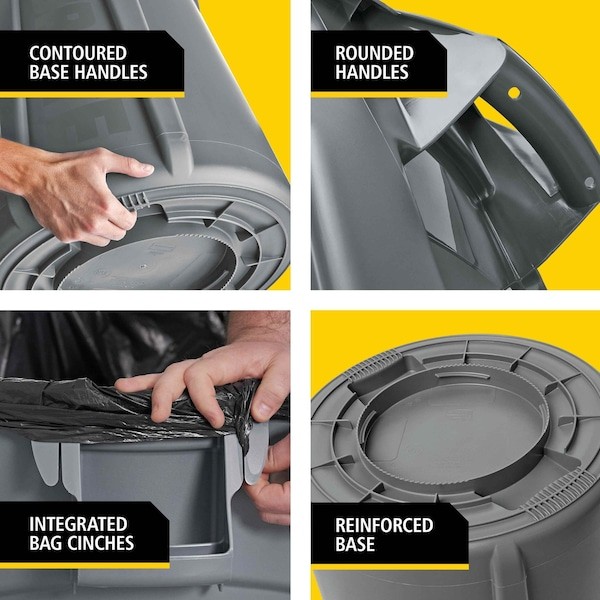 Rubbermaid Commercial Fg261000yel Brute(R) 10 Gal Round Trash Can, Yellow,