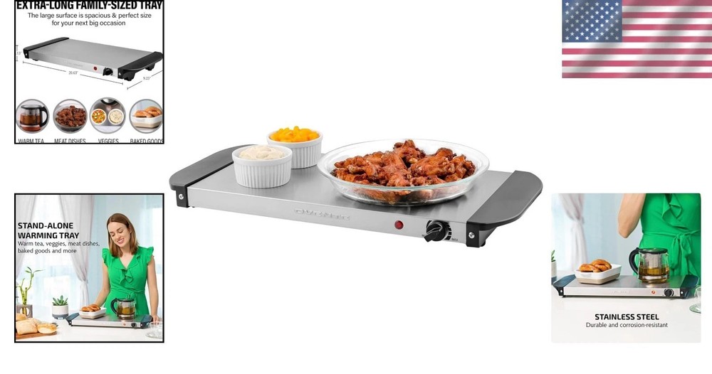Elegant Electric Warming Tray – Adjustable Temperature Control & Compact Design