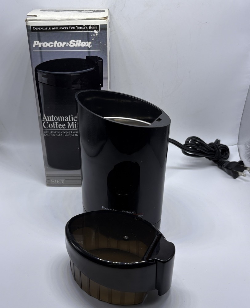 Proctor Silex Model E-1670 Black Automatic Safety Control Coffee Mill Tested