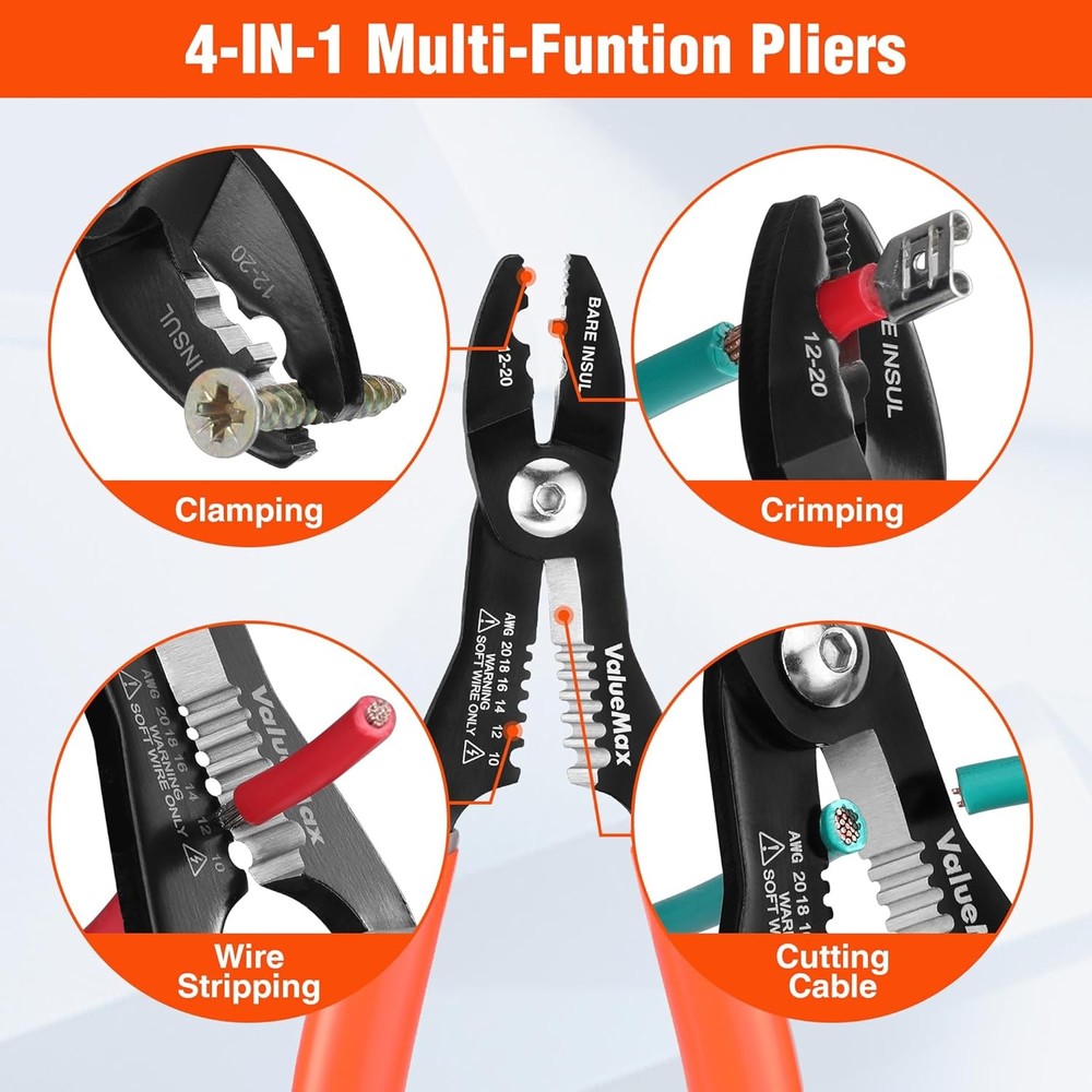 Valuemax 4-in-1 Wire Stripper Tool, Stripper, Crimper, Wire...