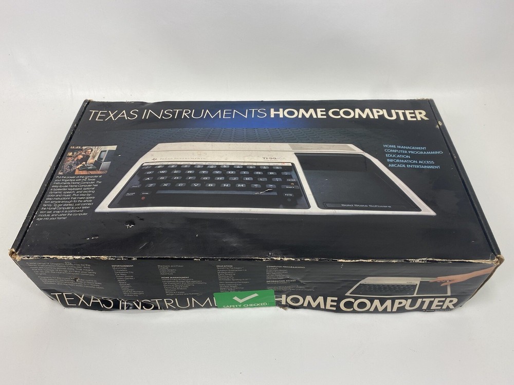 Texas Instruments Computer TI-99/4A Original Box Cords & Docs