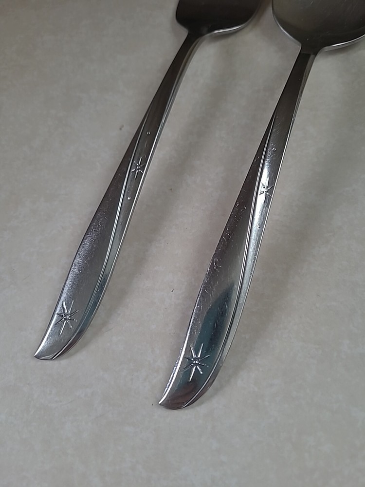 Oneida Stainless Flatware 2 pc Serving Spoon and Meat Fork VTG