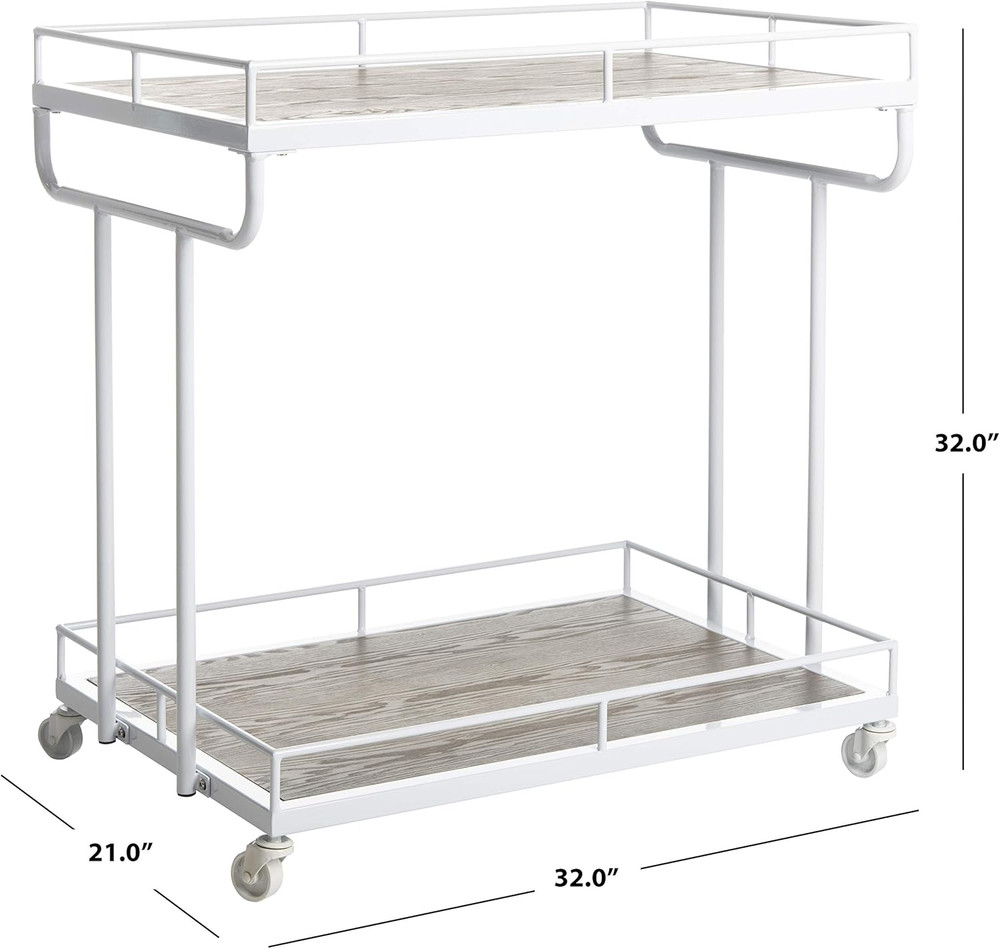Dawson Bar Cart, Rustic Oak/White