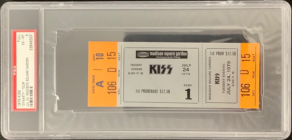 KISS 1979 Full Concert Ticket 7/24/79 Dynasty Tour Garden MSG PSA/DNA EX-MT 6