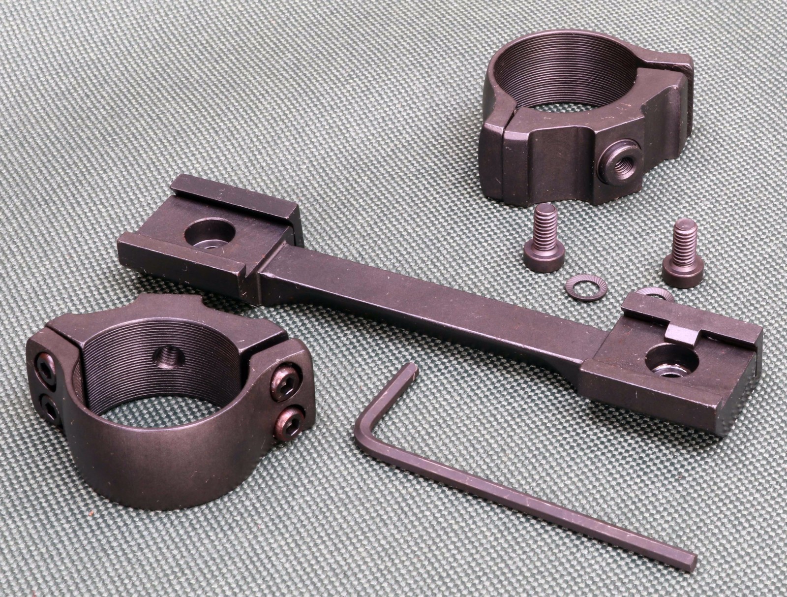 CZ527 1 piece rifle scope mounts, 30mm rings and base, STEEL MATTE finish.