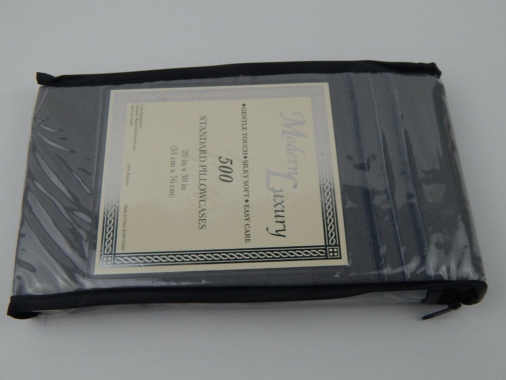 Modern Luxury Pair Pillowcases Gray 500 Thread Count Standard