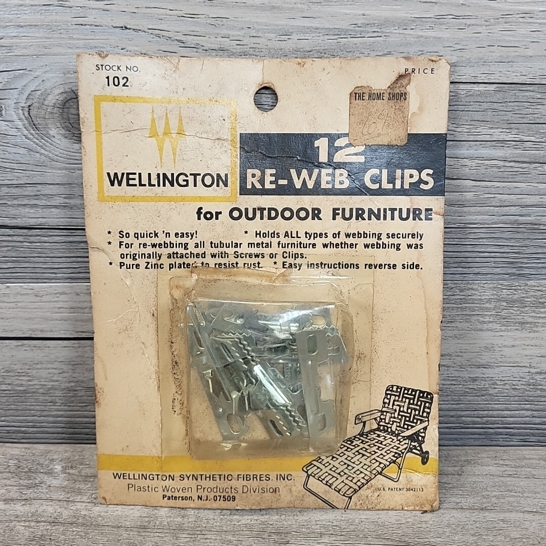 WELLINGTON AIR LITE RE WEB CLIPS FOR LAWN FURNITURE STOCK #102 PKG OF 12 NIB