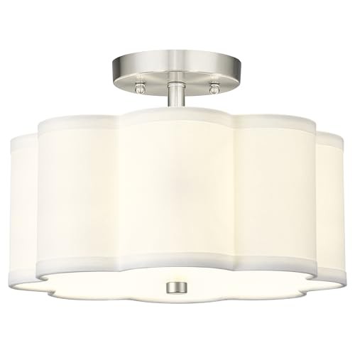 Semi Flush Mount Ceiling Light, 3-Light 13" Ceiling Light 13", 3-Light Nickel