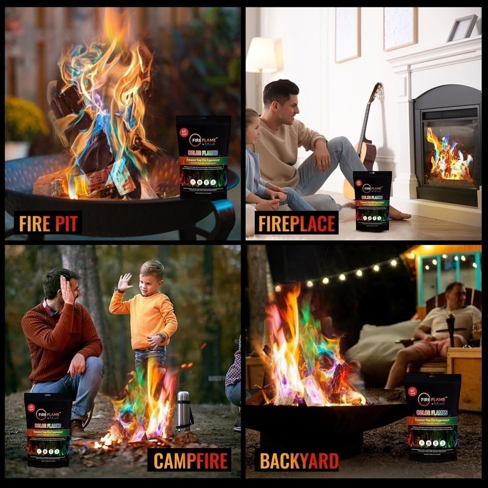 FireFlame Fire Color Changing Packets - Magic Color Fire Flames - 60 Pack