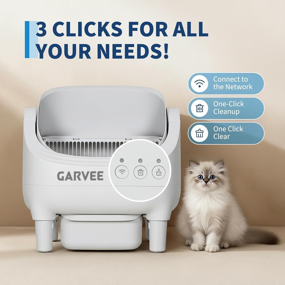 Automatic Self-Cleaning Cat Litter Box, App Control, Open Top, Odor Control