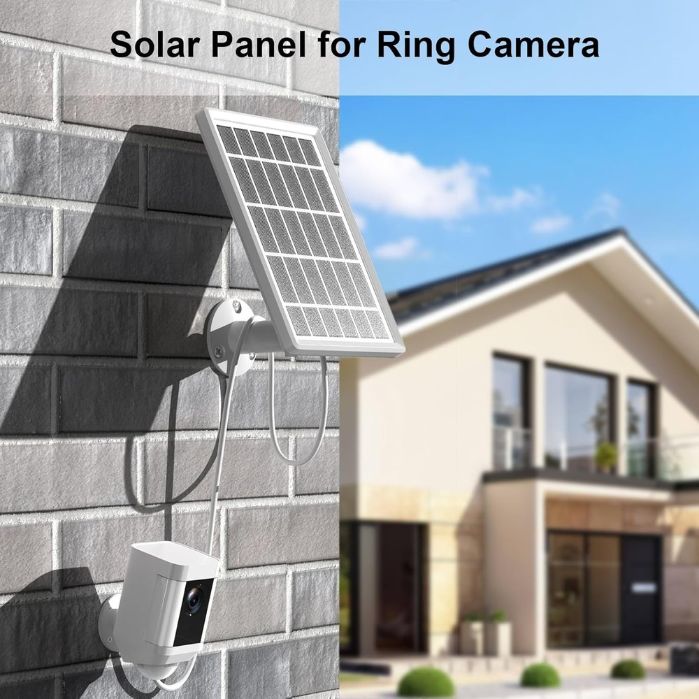 2 Pack Solar Panel Charger for Ring Camera, Panel size : 7.2 * 5 inch